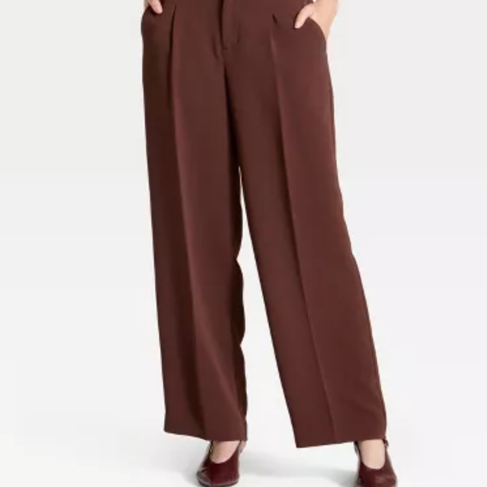Chic Wide-Leg Brown Women's Pants